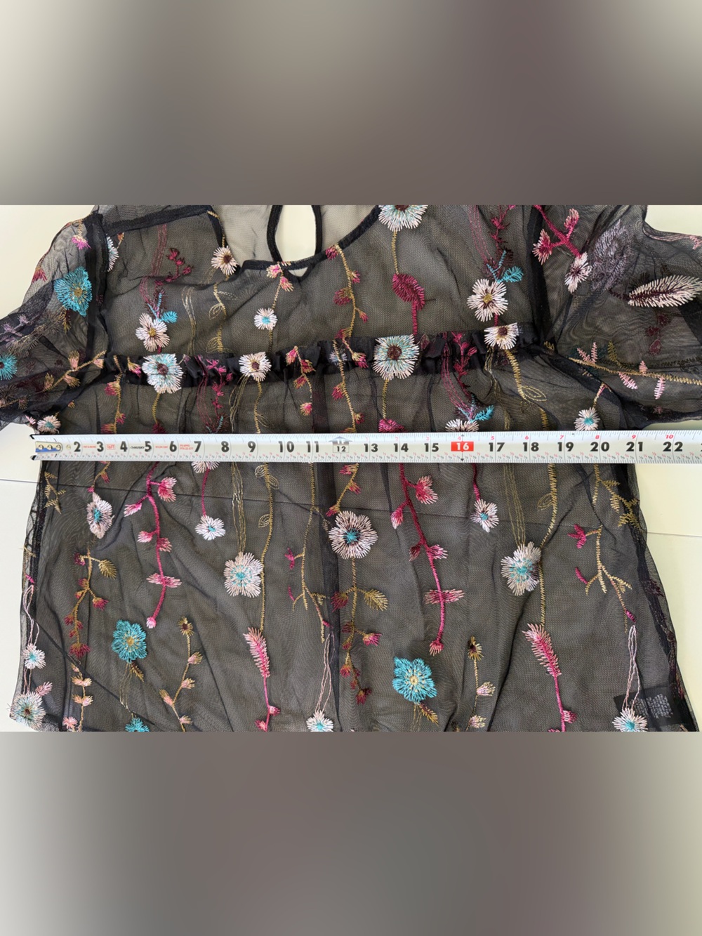 Women’s Embroidered Long Sleeve Mesh Fairy Grunge Top Size L Whimsygoth Festival - Picture 4 of 15